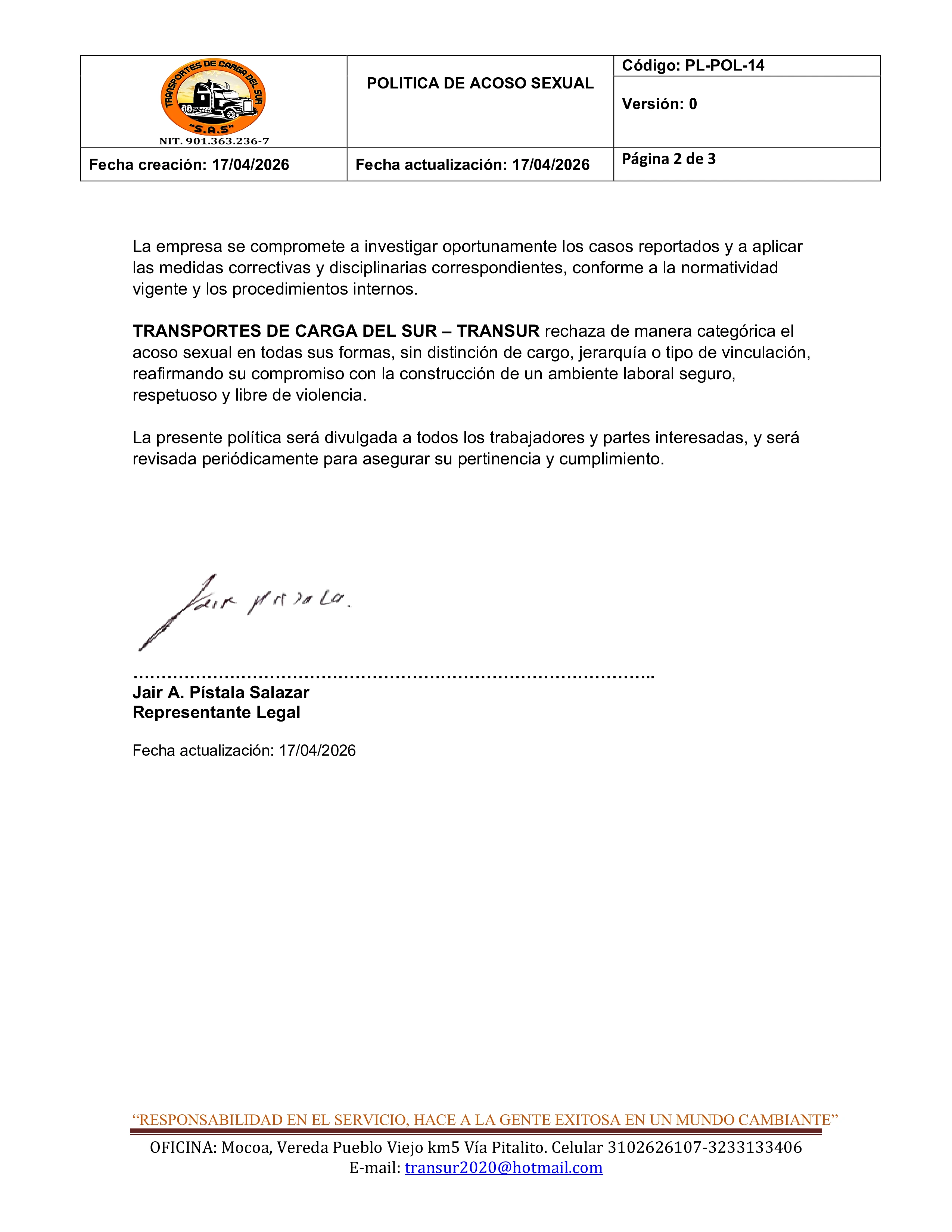 Política de Acoso Sexual 2