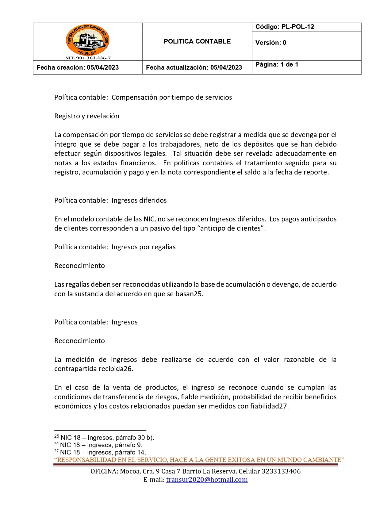 Política Contable 11