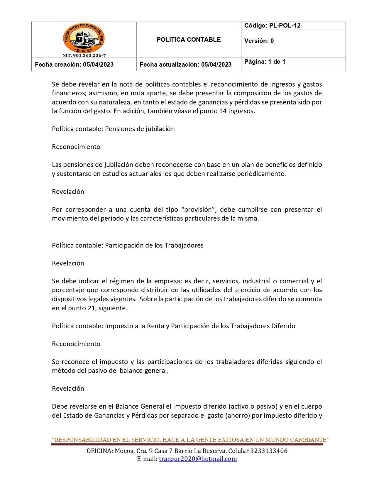 Política Contable 14