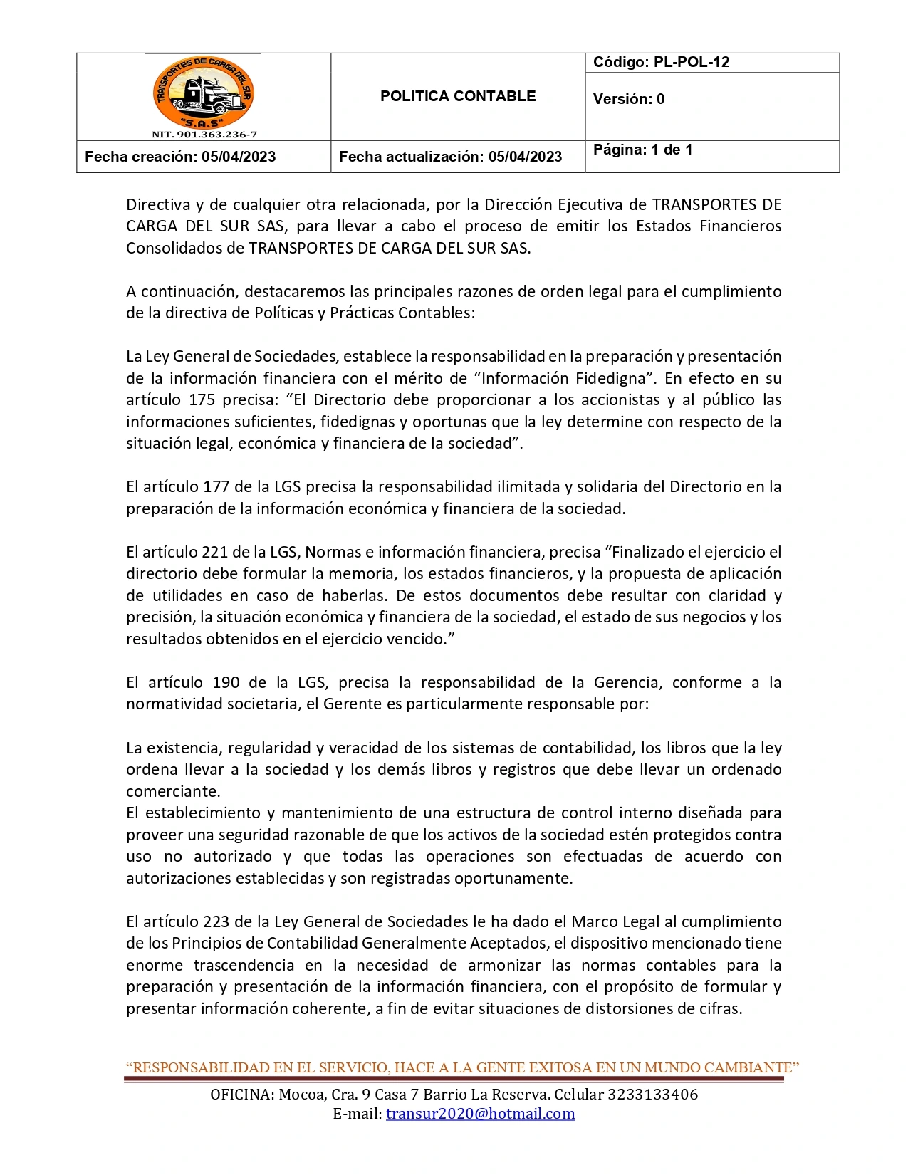 Política Contable 17