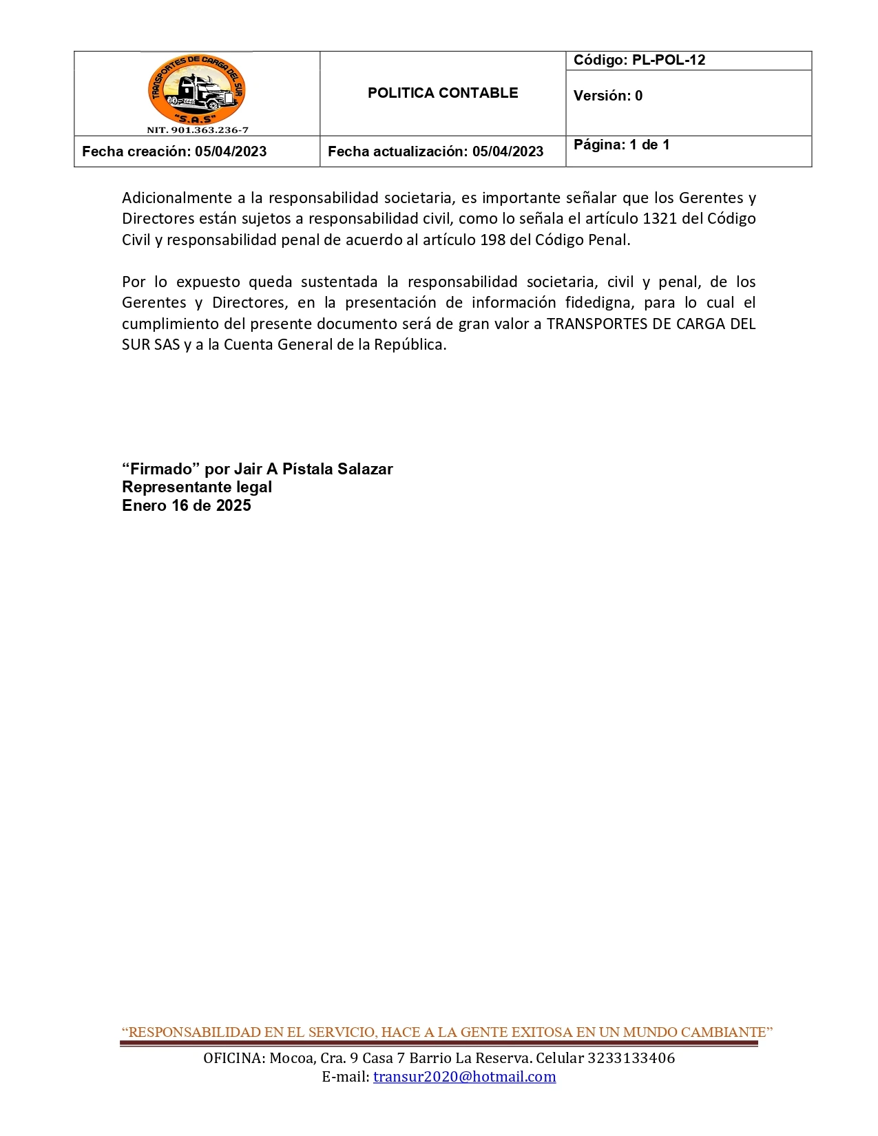 Política Contable 18