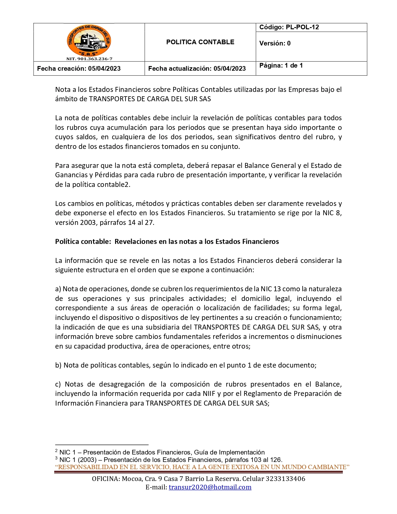 Política Contable 2