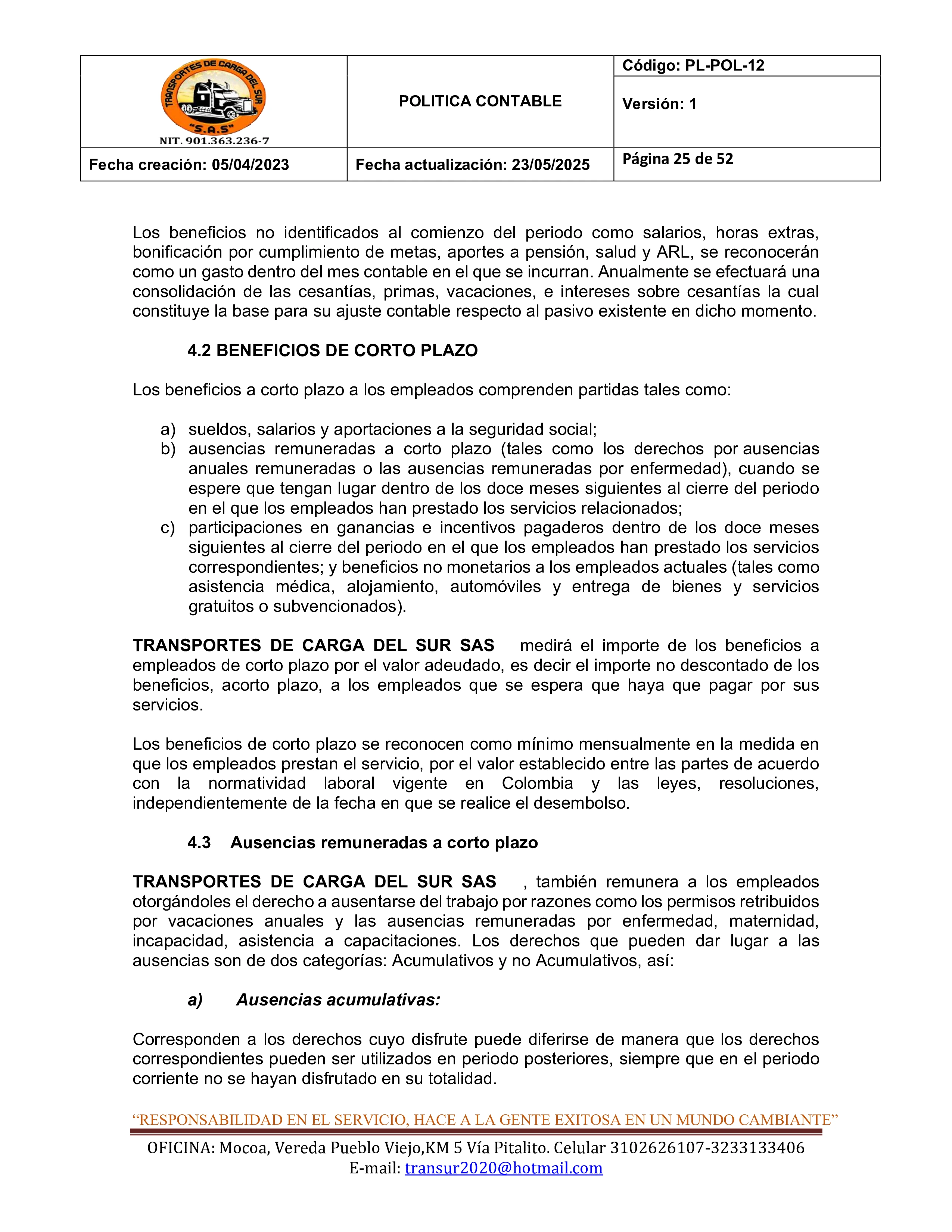 Política Contable 25