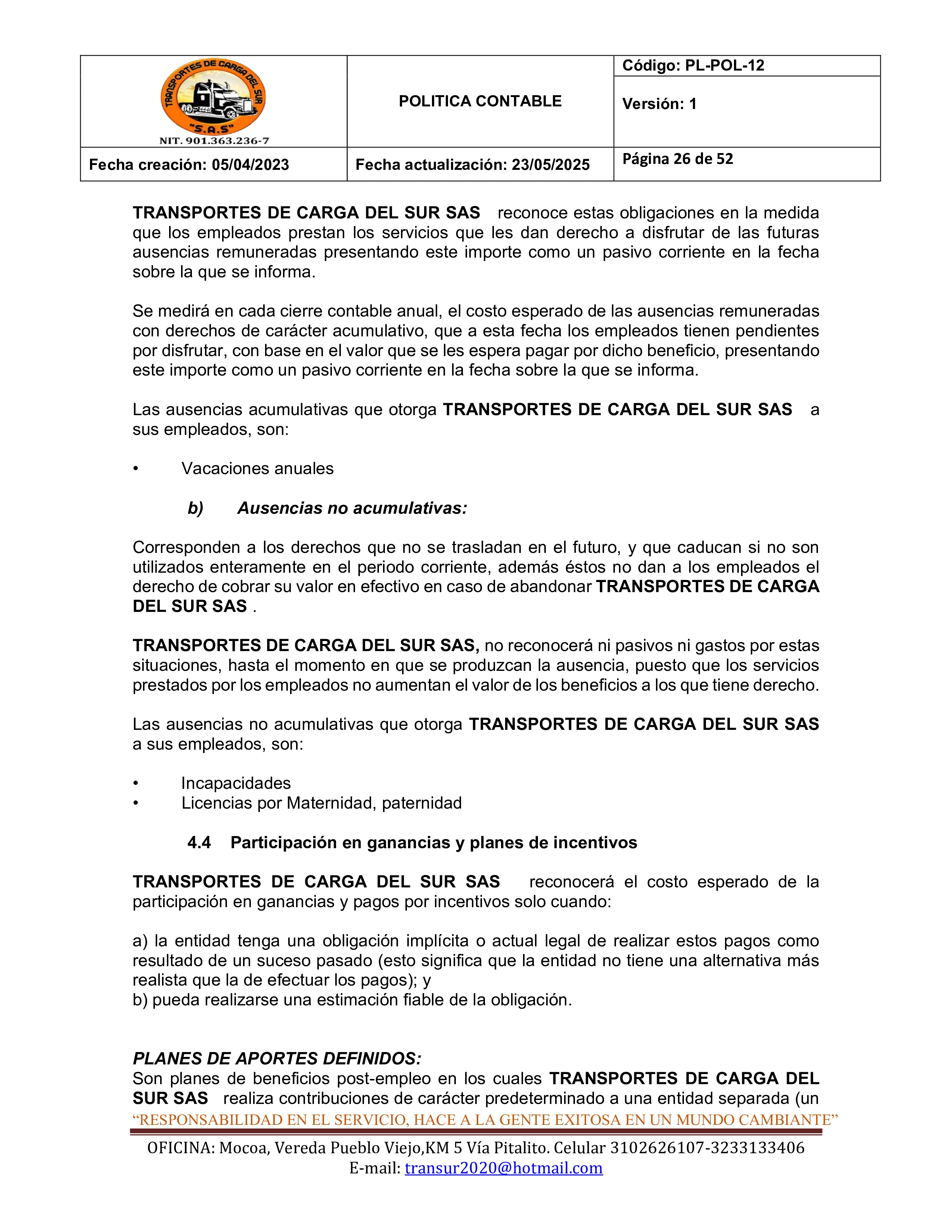 Política Contable 26