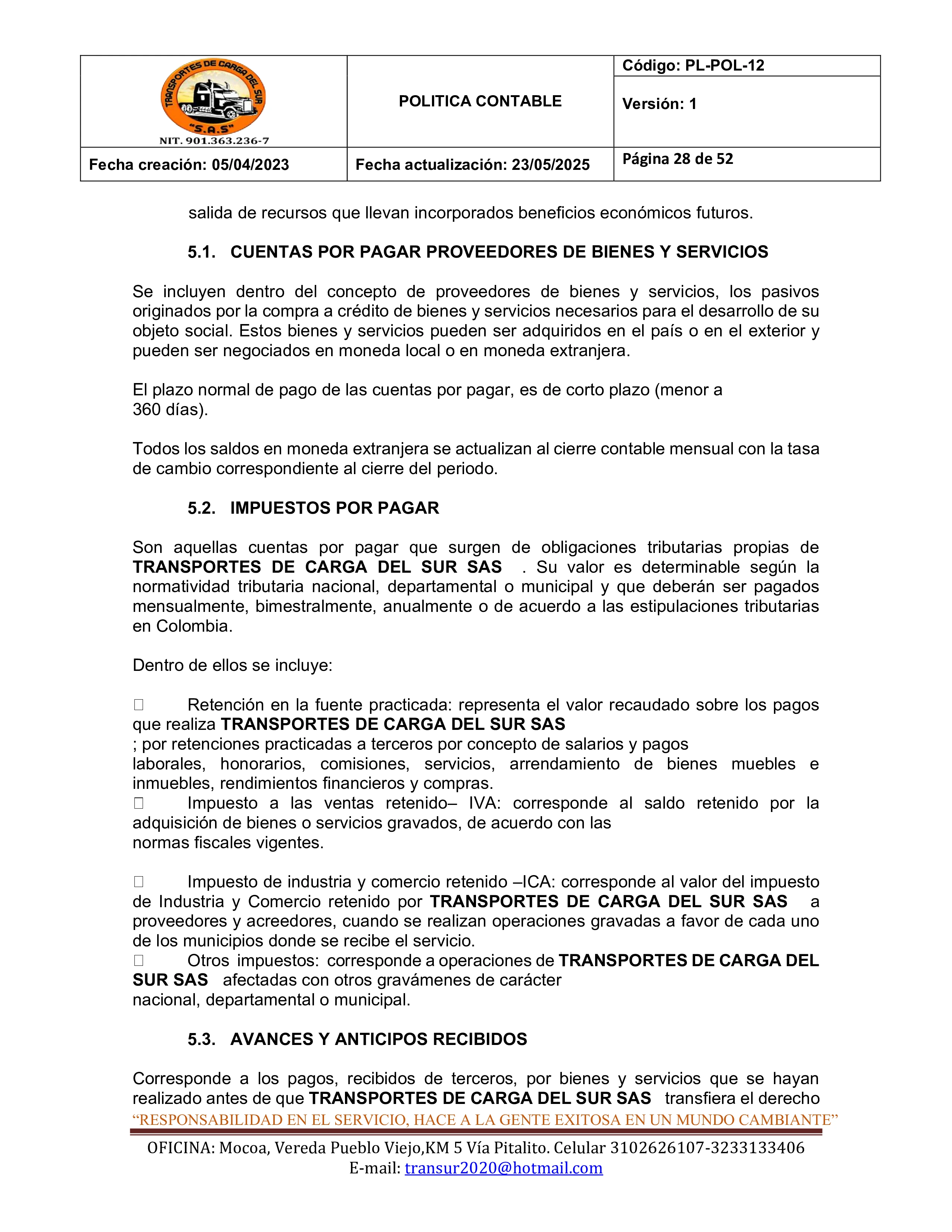 Política Contable 28