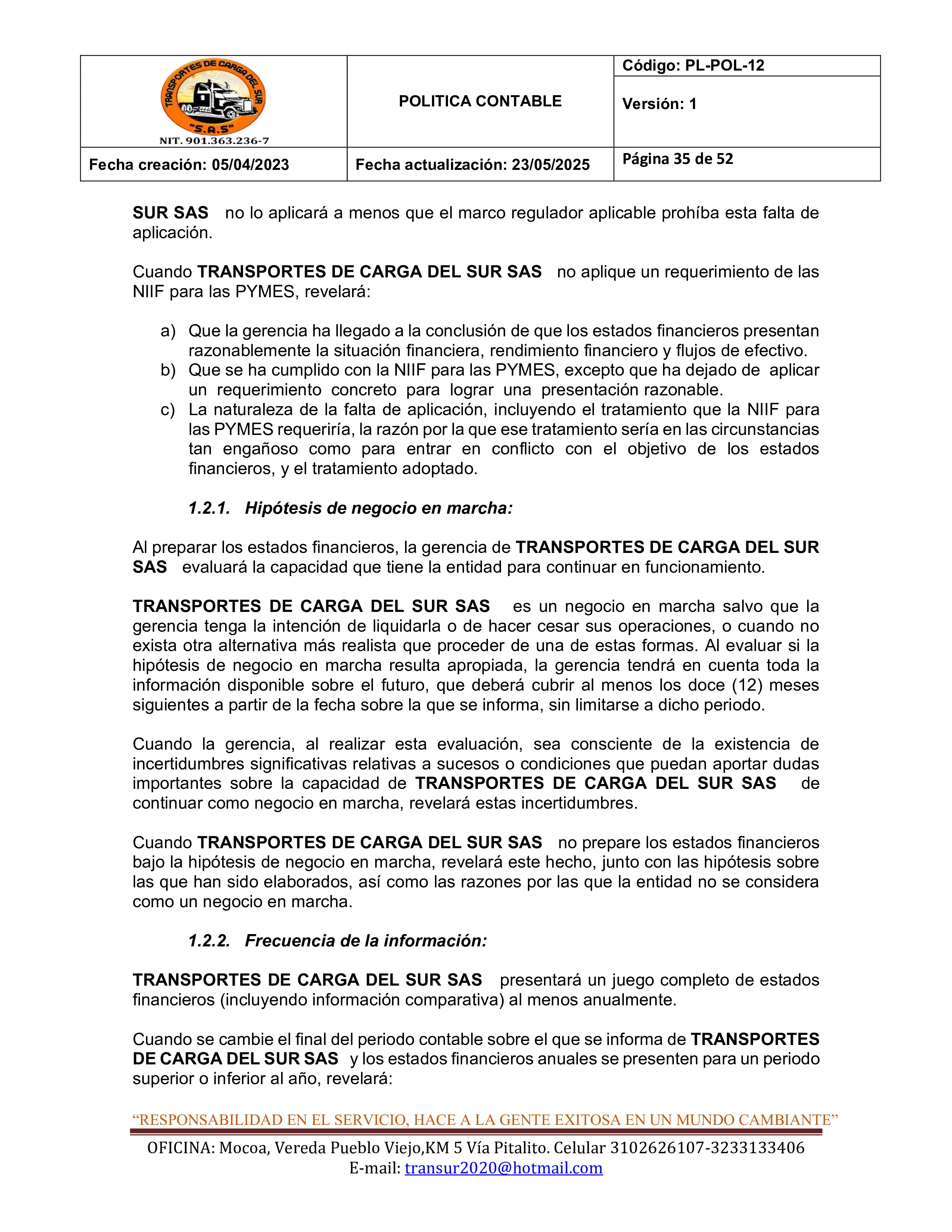 Política Contable 35