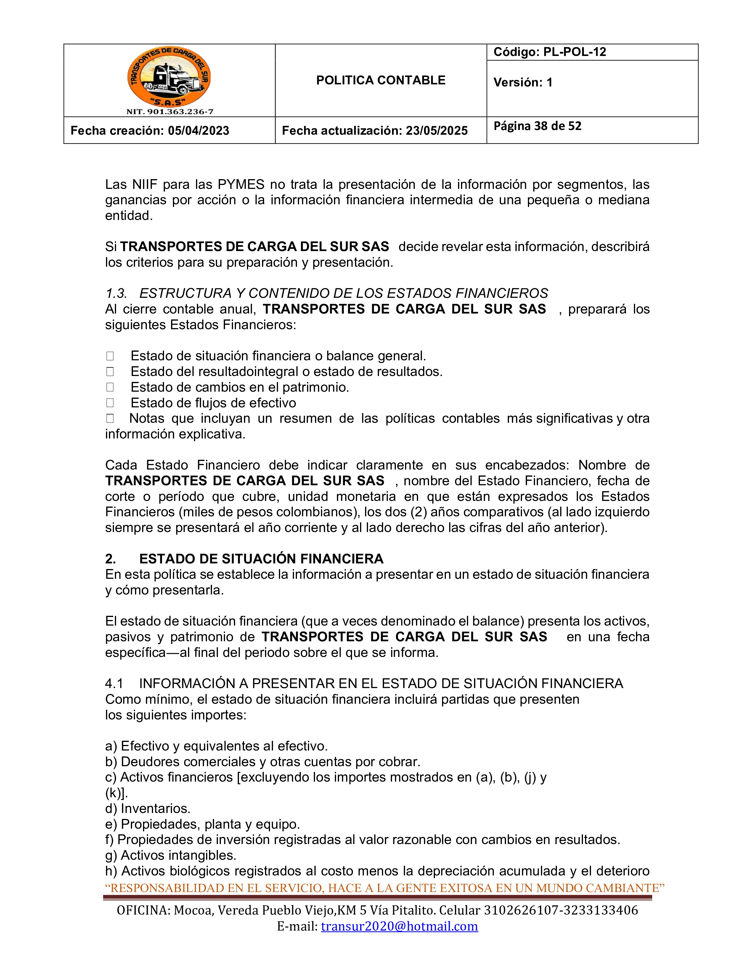 Política Contable 38