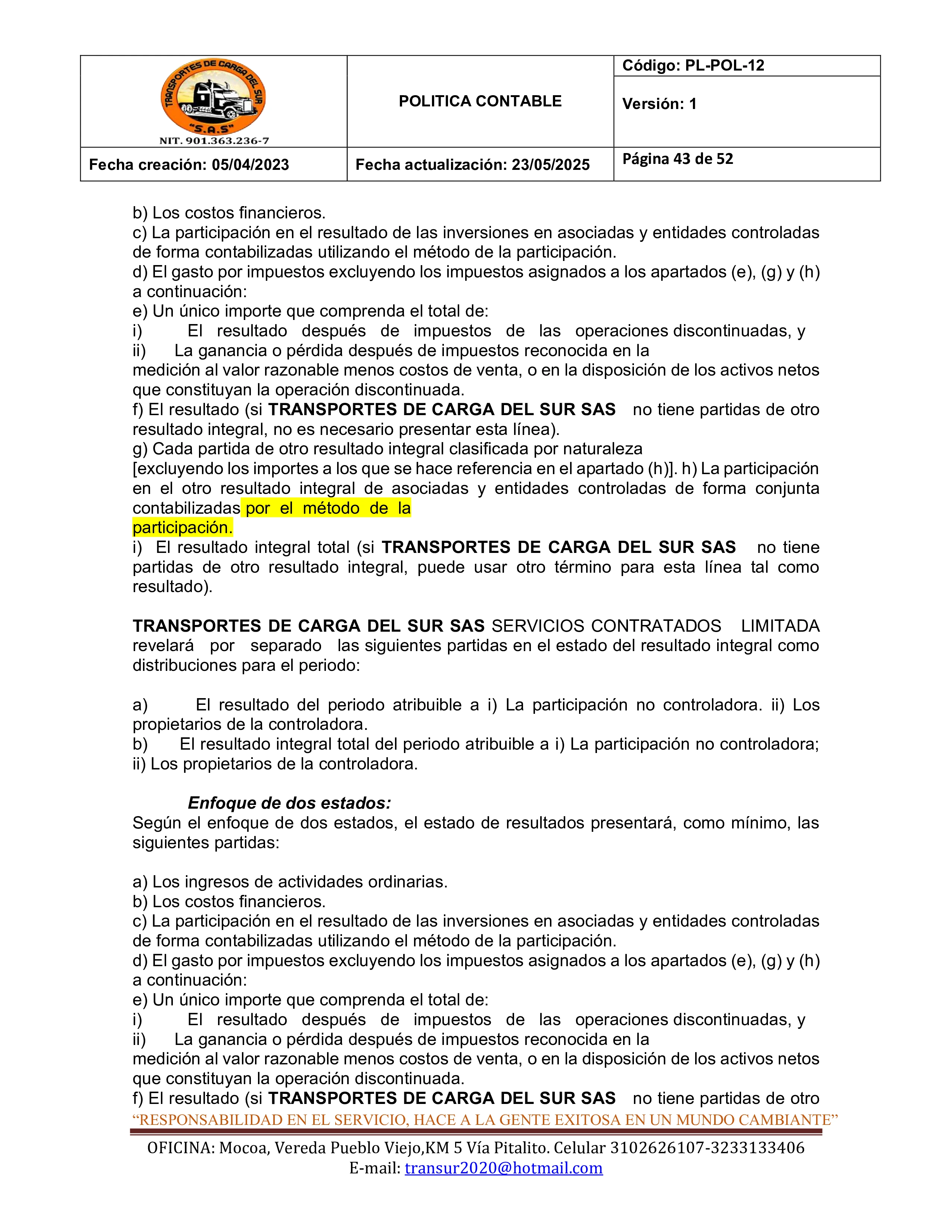 Política Contable 43