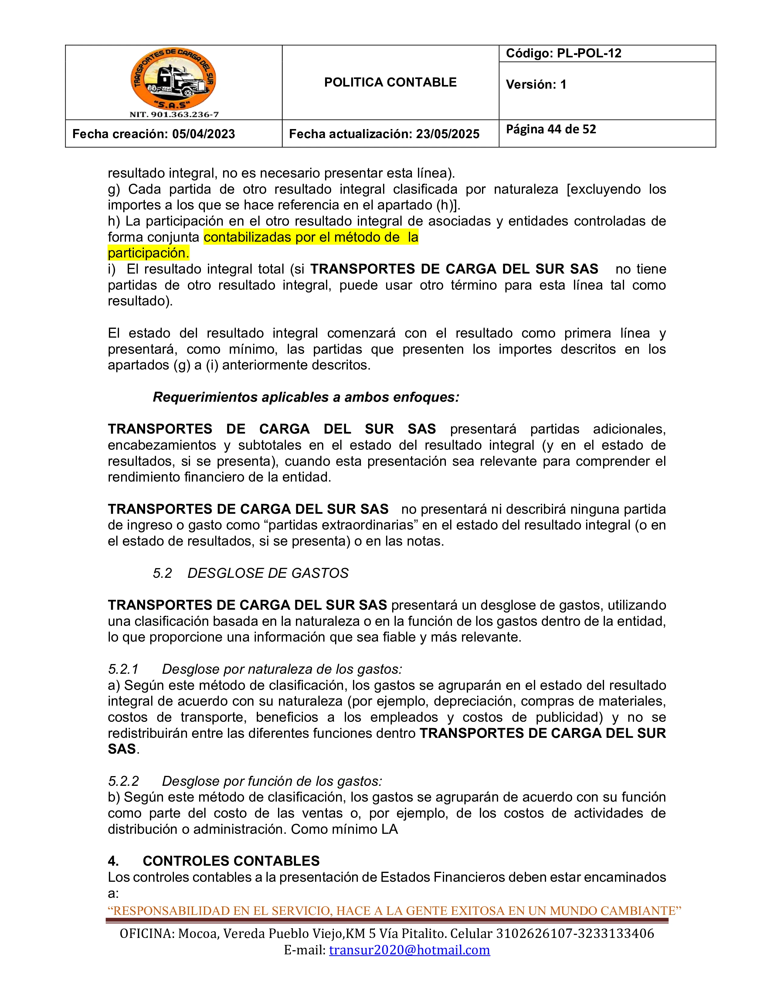 Política Contable 44