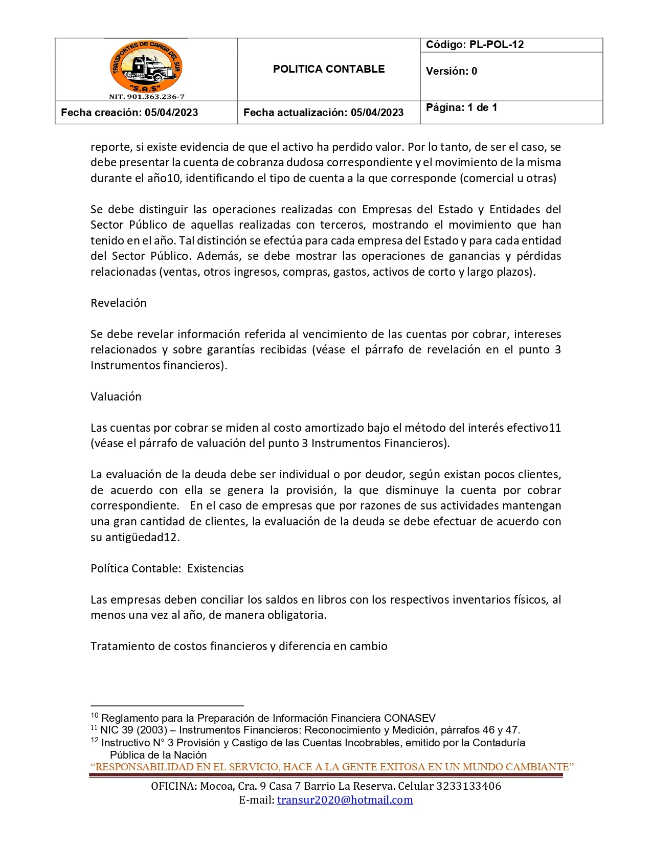 Política Contable 6