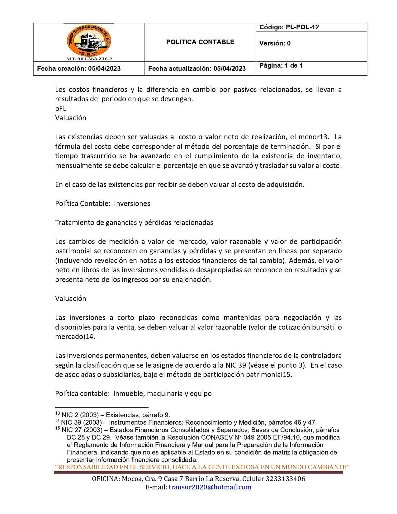 Política Contable 7