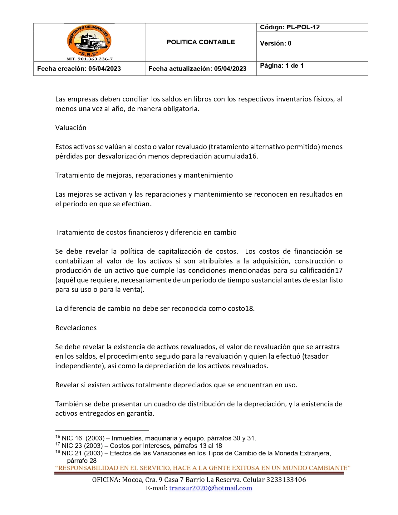 Política Contable 8