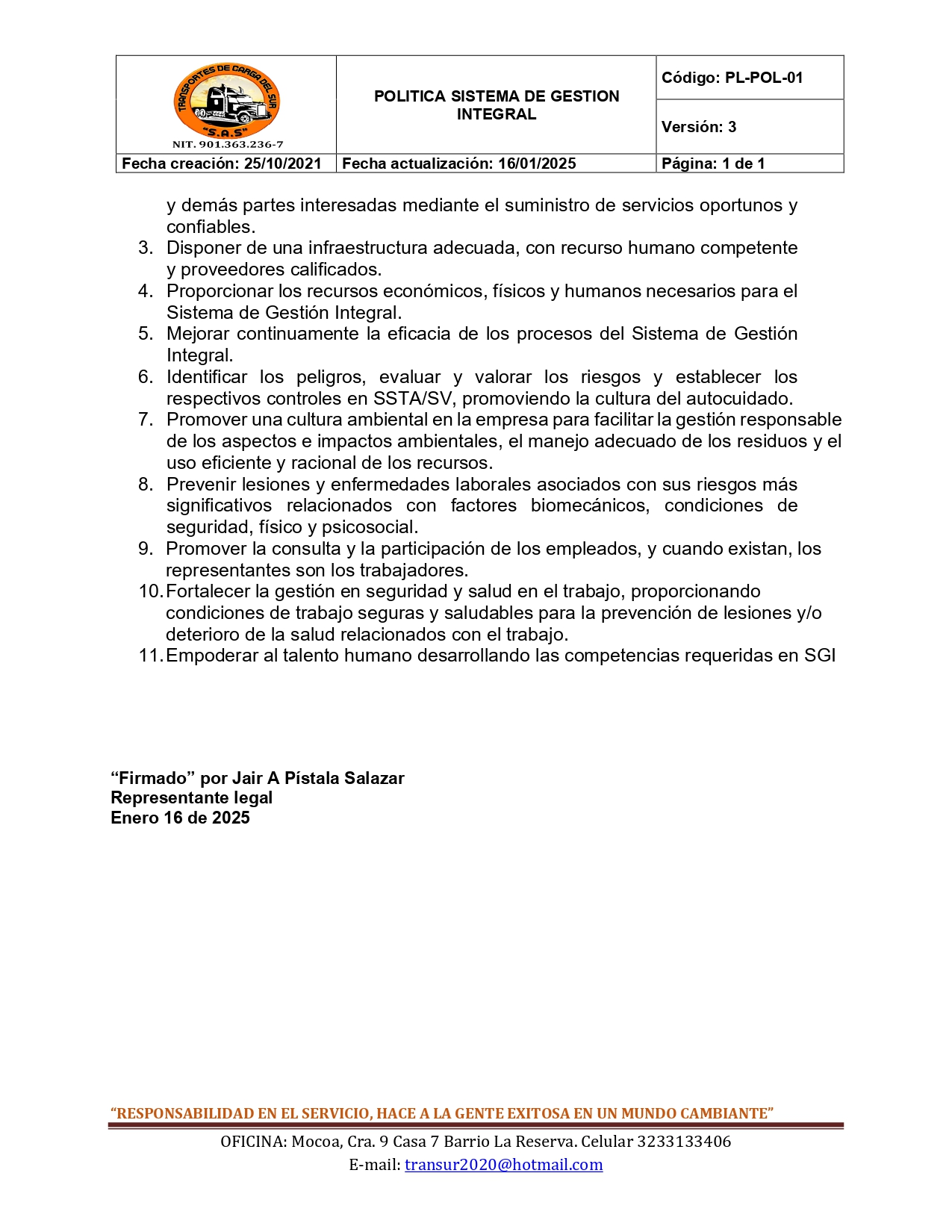 Política Sistema de Gestión Integral - Imagen 2